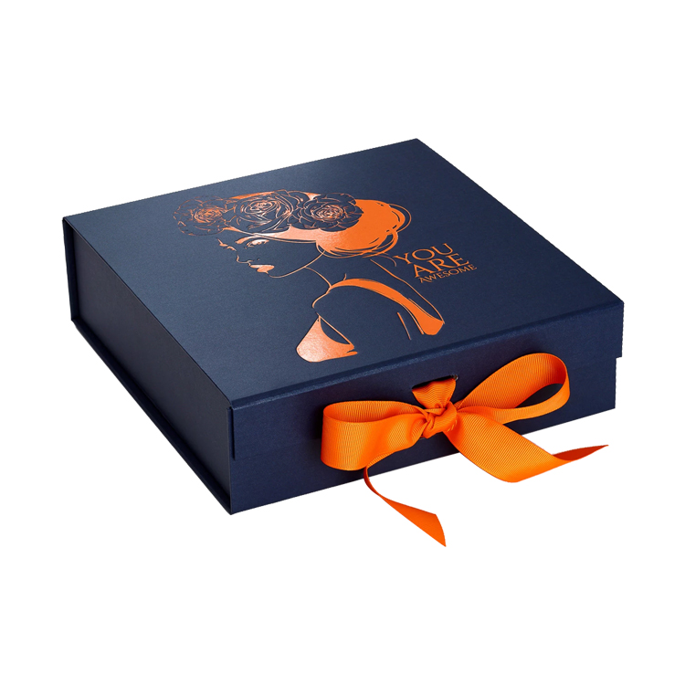 Wholesale Customized Collapsible Magnetic Gift Box with Hot Foil Stamping Logo and Changeable Ribbon