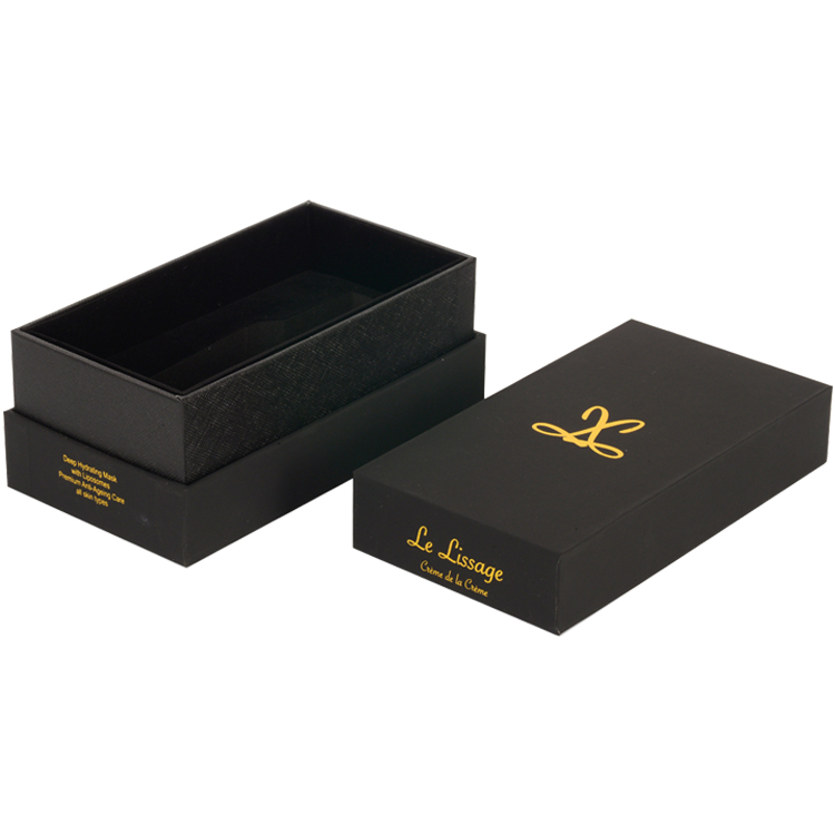 Customized Lid and Base Packaging Shoulder Neck Gift Box for Cosmetic Packaging with Gold Hot Foil Logo and Velvet Foam Holder