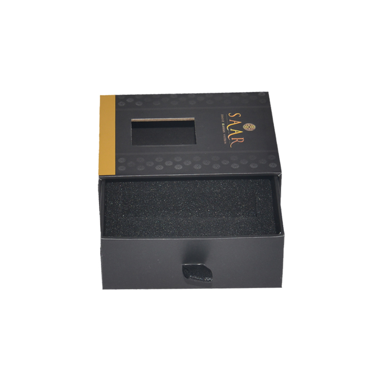 Custom Logo Luxury Rigid Paper Sliding Drawer Gift Boxes for CBD Oil Packaging with Foam Holder and Clear Window