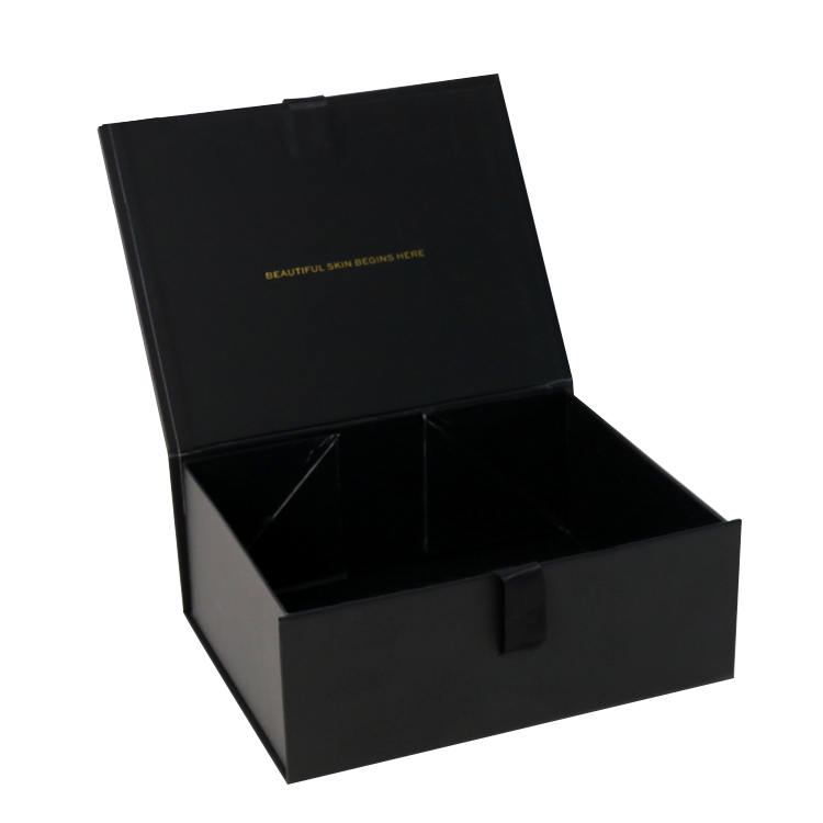 Custom Foldable Rigid Setup Magnetic Boxes with Flip Top Lid Closure with Silk Ribbon and Gold Hot Foil Logo