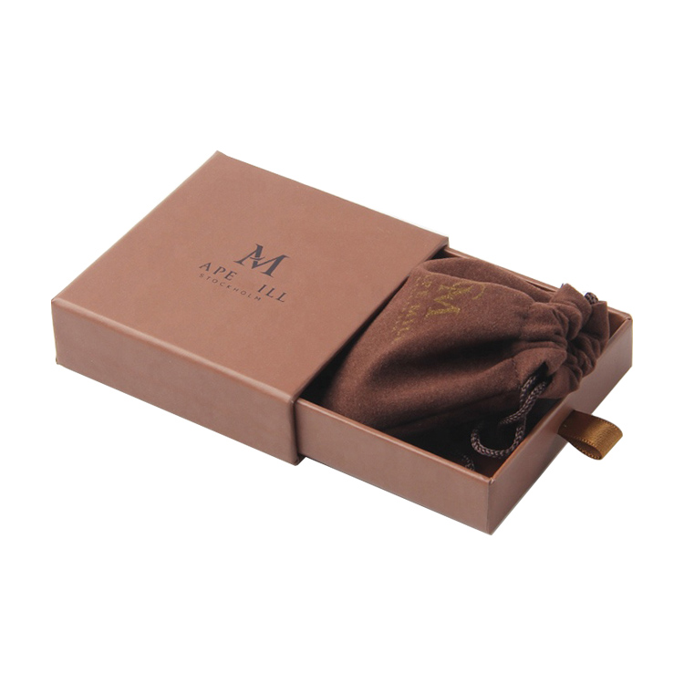 Wholesale Custom Logo Paper Cardboard Sliding Drawer Box with Velvet Jewelry Pouch