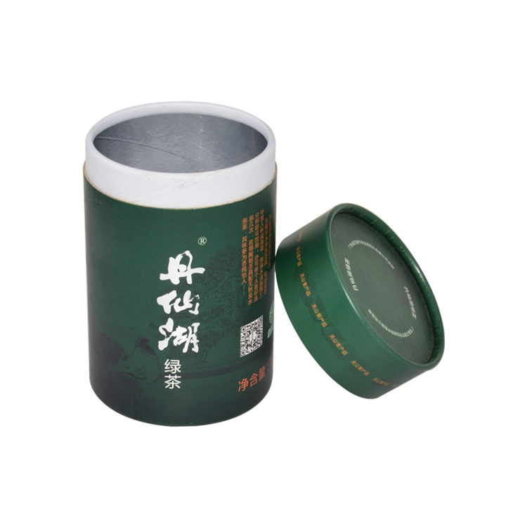 Food Grade Aluminum Foil Paper Tube Round Box for Tea Packaging with Silver Logo