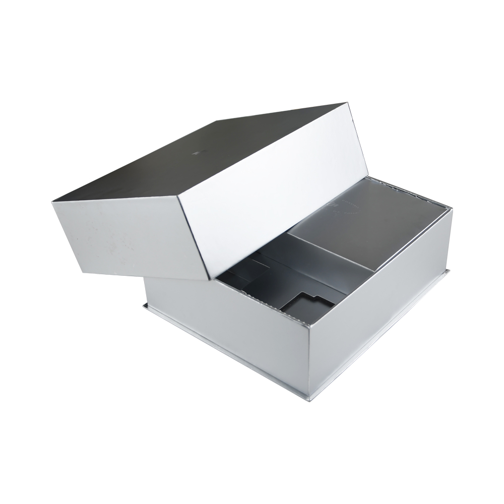 Luxury Silver Rigid Gift Box with Cardboard Holder for Aerial Photography Drone Packaging