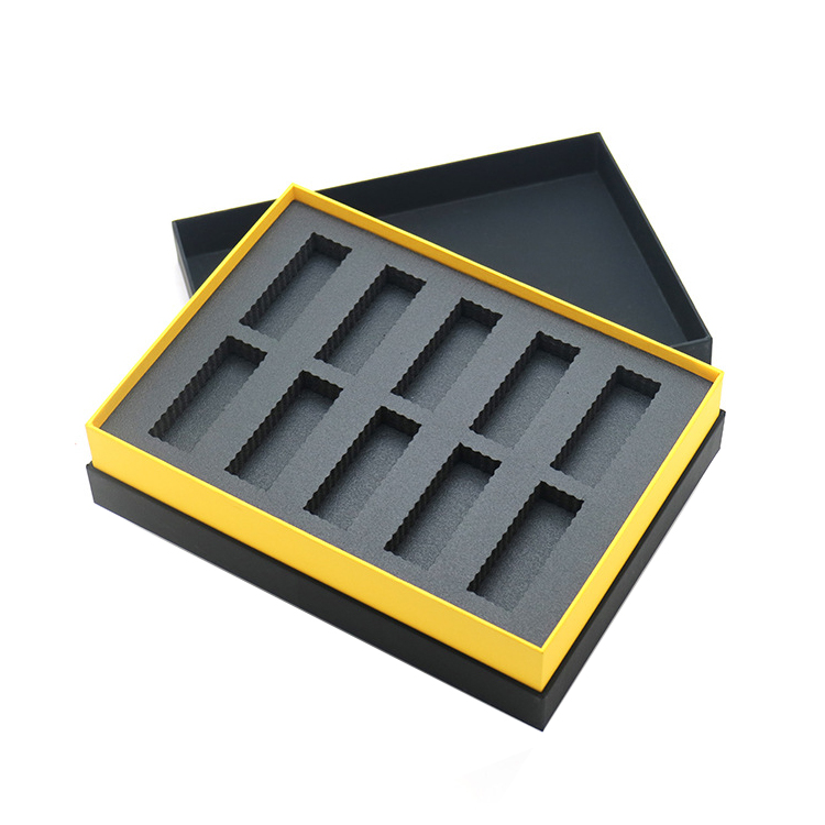 Wholesale Black Custom Luxury Rigid Cardboard Gift Lid And Base Box with Foam Velvet Insert