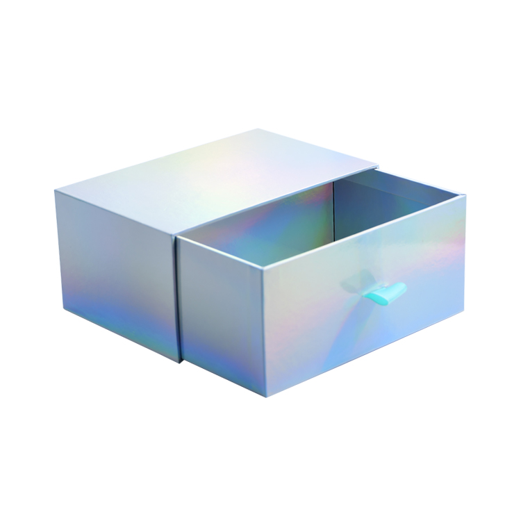 Rainbow Holographic Paper Drawer Box for Cosmetics Packaging