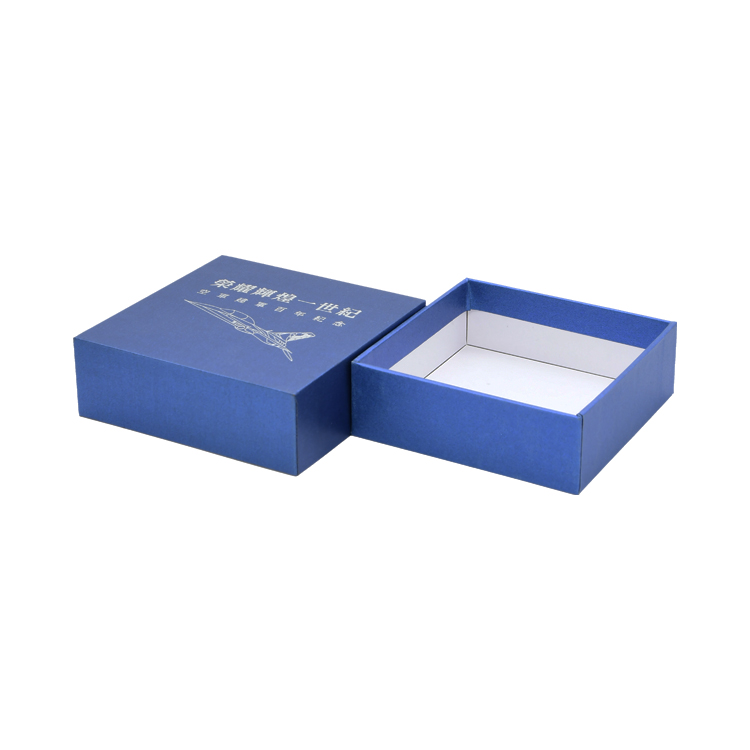 Custom Texture Paper Lid and Base Gift Box with Silver Hot Foil Stamping Logo for Anniversary Gift Packaging