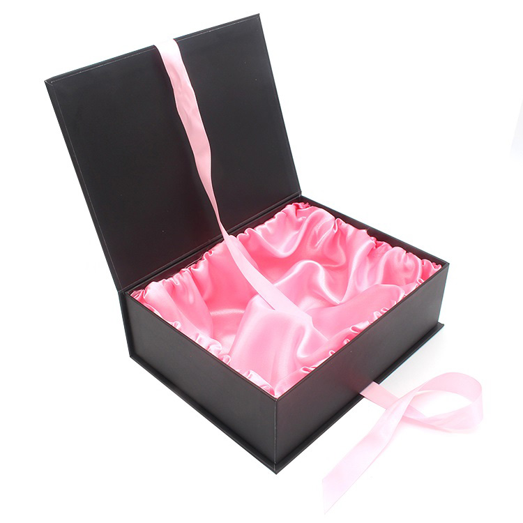  Custom Printing Paper Satin Lined Wig Boxes with Silk Boxes Bundle Virgin Hair Extension Packaging Box