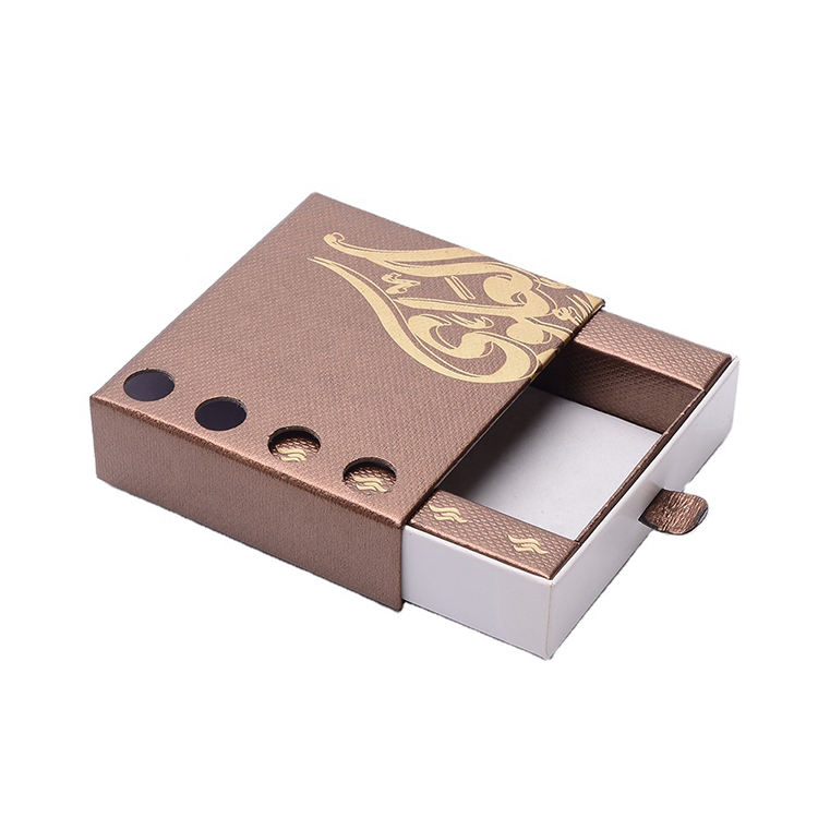 Gold Foil Slide Out Rigid Cardboard Drawer Sliding Jewelry Gift Packaging Box with EVA Insert