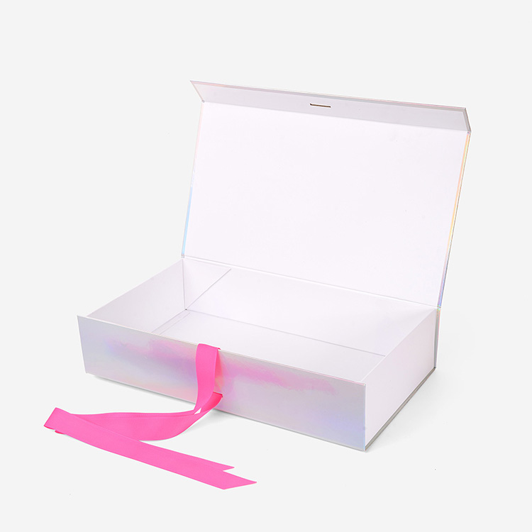 Fancy Hologram Paper Magnetic Closure Box Folding Magnetic Clothing Gift Packaging Boxes
