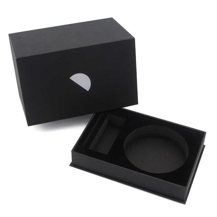 Black Removable Lid Gift Boxes for Electronic Packaging Lid and Base Electronic Gift Box with EVA Holder
