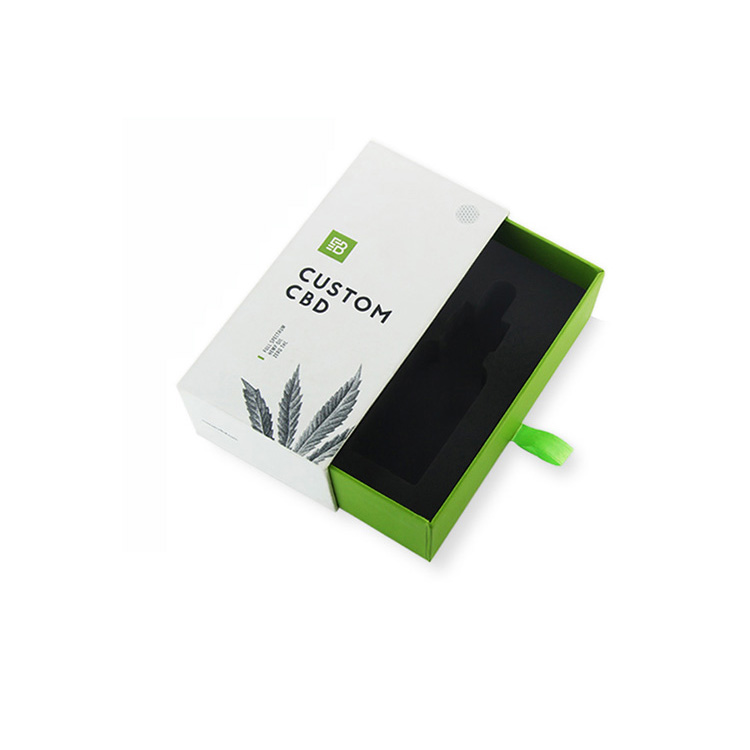 Custom Sliding CBD Oil Bottle Packaging with EVA Foam Insert Biodegradable Rigid Drawer Hemp Oil Gift Box