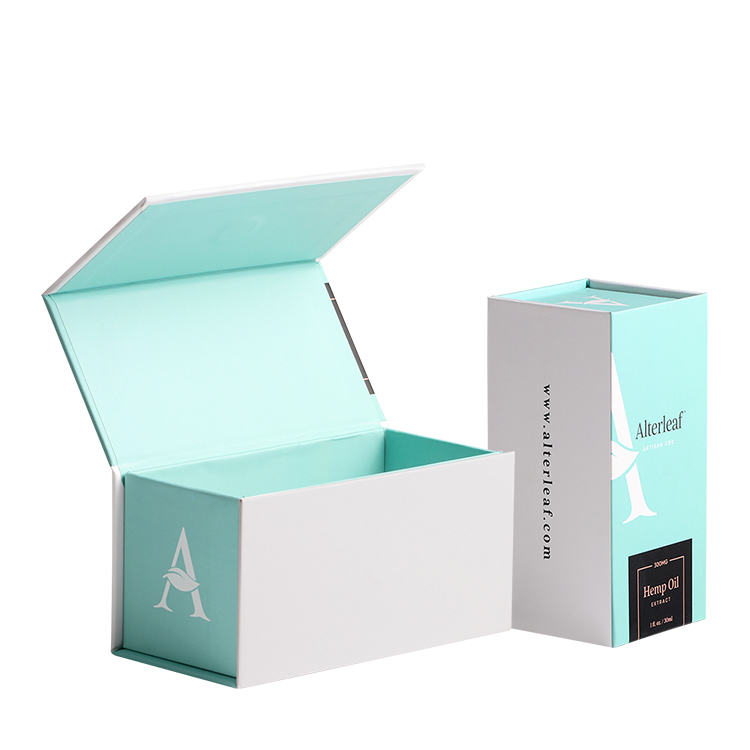 Up-Market Beauty Use Skin Care Set Gift Packaging Box Mint Green Magnetic Book Paper Box For Cosmetic Makeup Products