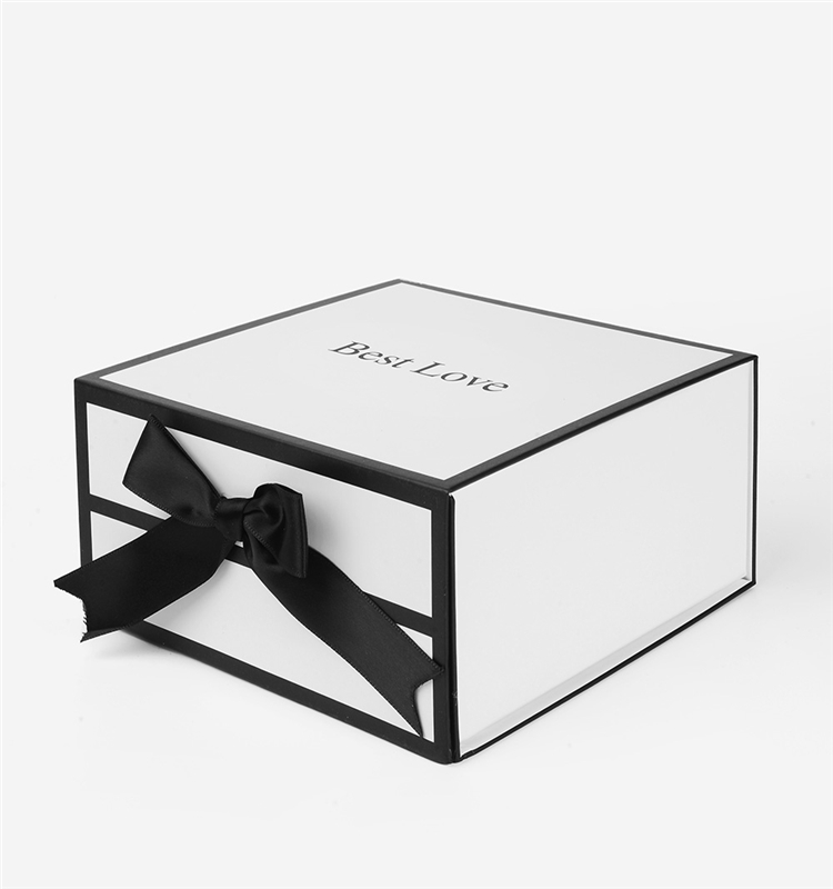 Custom White Black Cardboard Hair Extension Wig Folding Paper Packaging Magnetic Gift Box With Ribbon And Satin