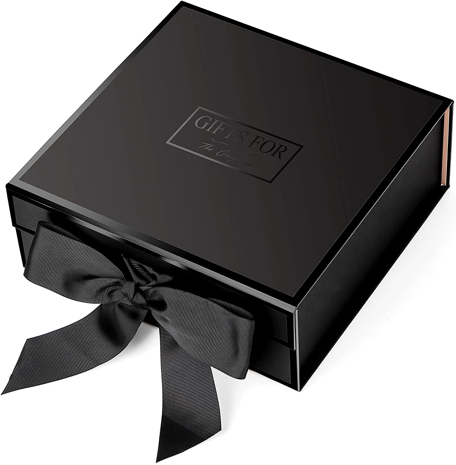 Black Magnetic Gift Box Rigid Box With Glossy Effect LOGO Perfect For Birthdays Easter Wedding Valentines Day and Office Parties