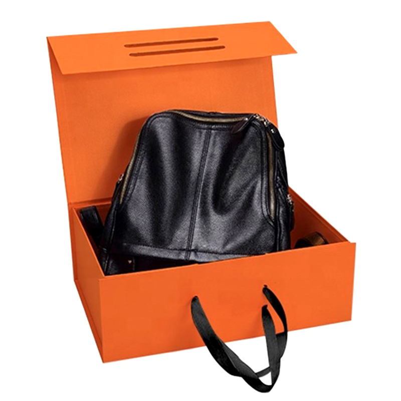 Ready To Ship Big Orange Folding Paper Box Luxury Shipping Magnetic Paper Boxes For Handbag Shoes Packaging