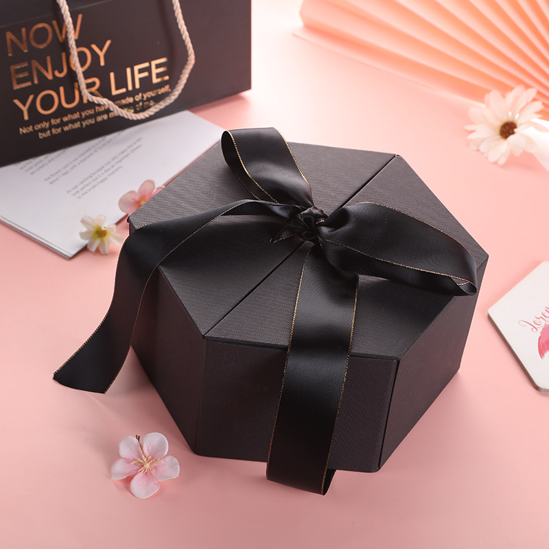 Wholesale Custom Luxury Hexagon Double Creative Opening Paper Candle Packaging Gift Box Two Door Gift Wedding Box