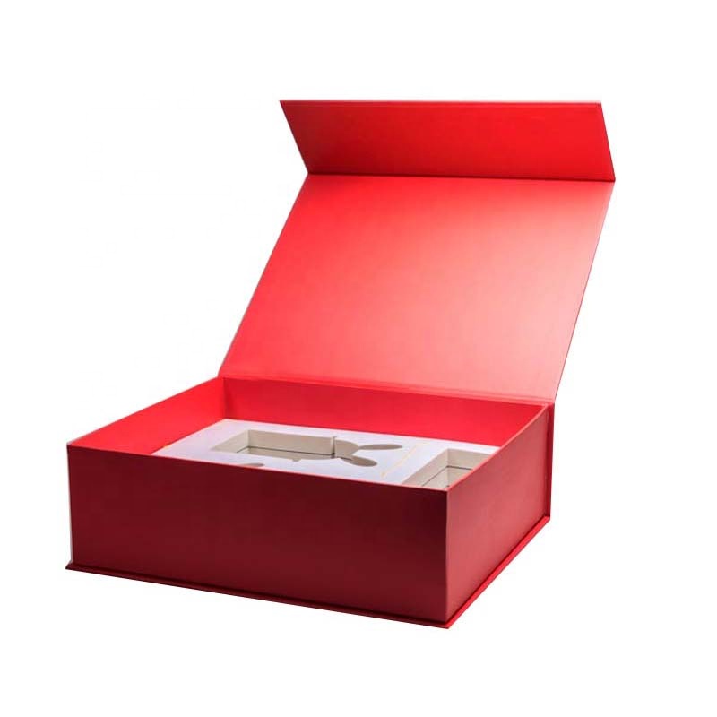 Custom Matte Red Magnetic Flip Top Rigid Usb Flash Drive Packaging Electronics Mobile Phone Headset Gift Box With Foam Insert