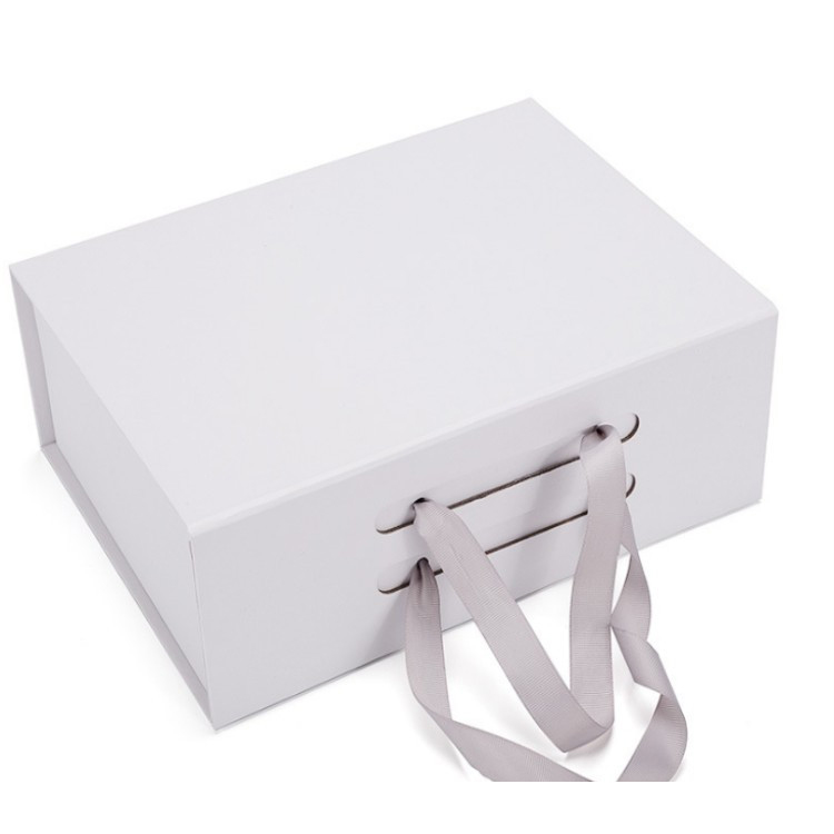 Custom Large Luxury Handbag Packaging Magnetic Folding Gift Box With Ribbon Handles