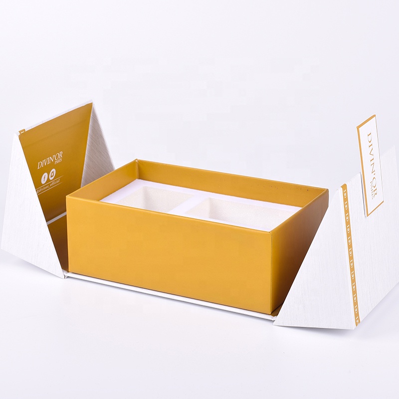 Luxury Double Door Open Skincare Cosmetic Packaging Boxes Sample Perfume Bottle Gift Set Box with Foam Insert